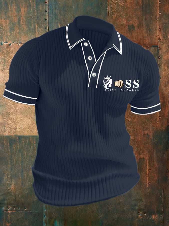 Camisa polo casual geométrico jacquard tejido para hombre