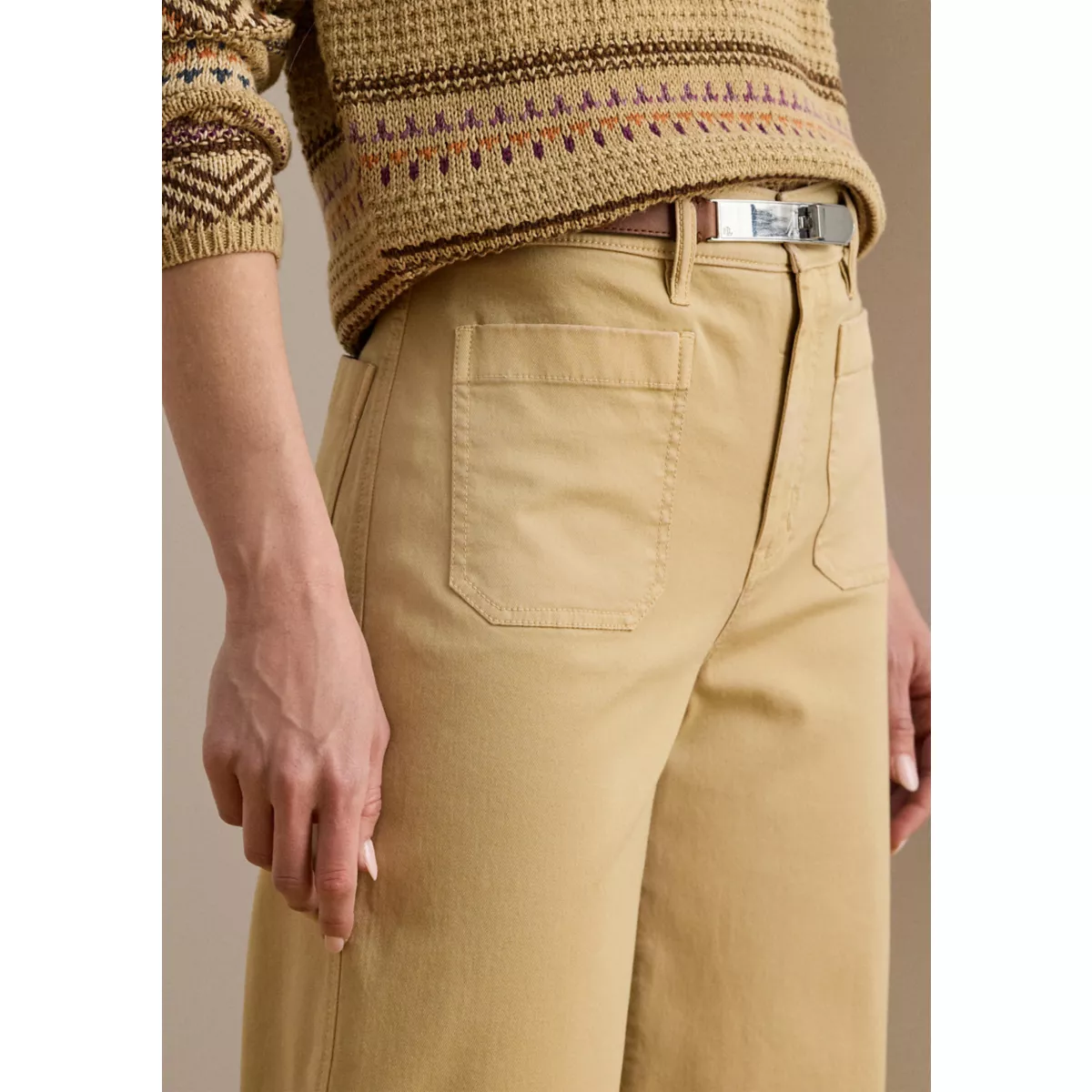 Petite Stretch Chino Wide-Leg Cropped Pants - 3