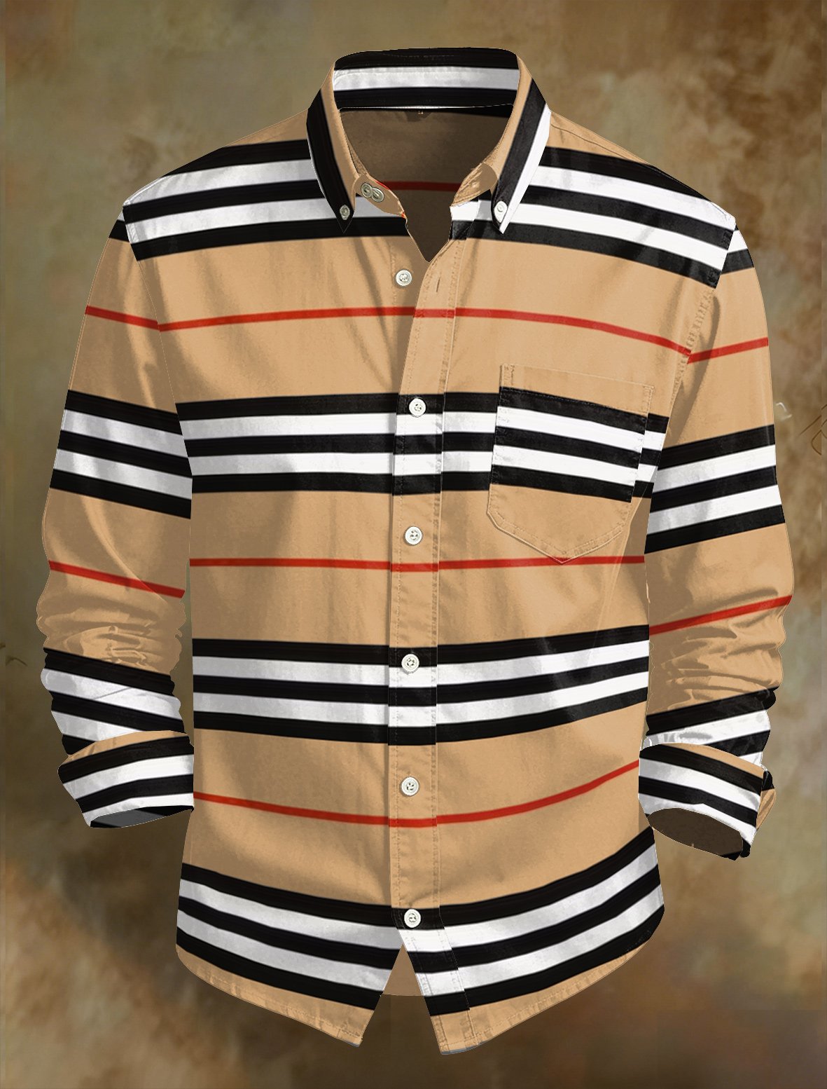 Camisa retro Abstract Art estampado Comfortable ejecutivo Style para hombre