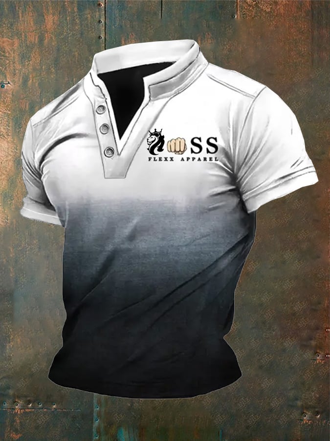 Retro Letter estampado degradado Top para hombre
