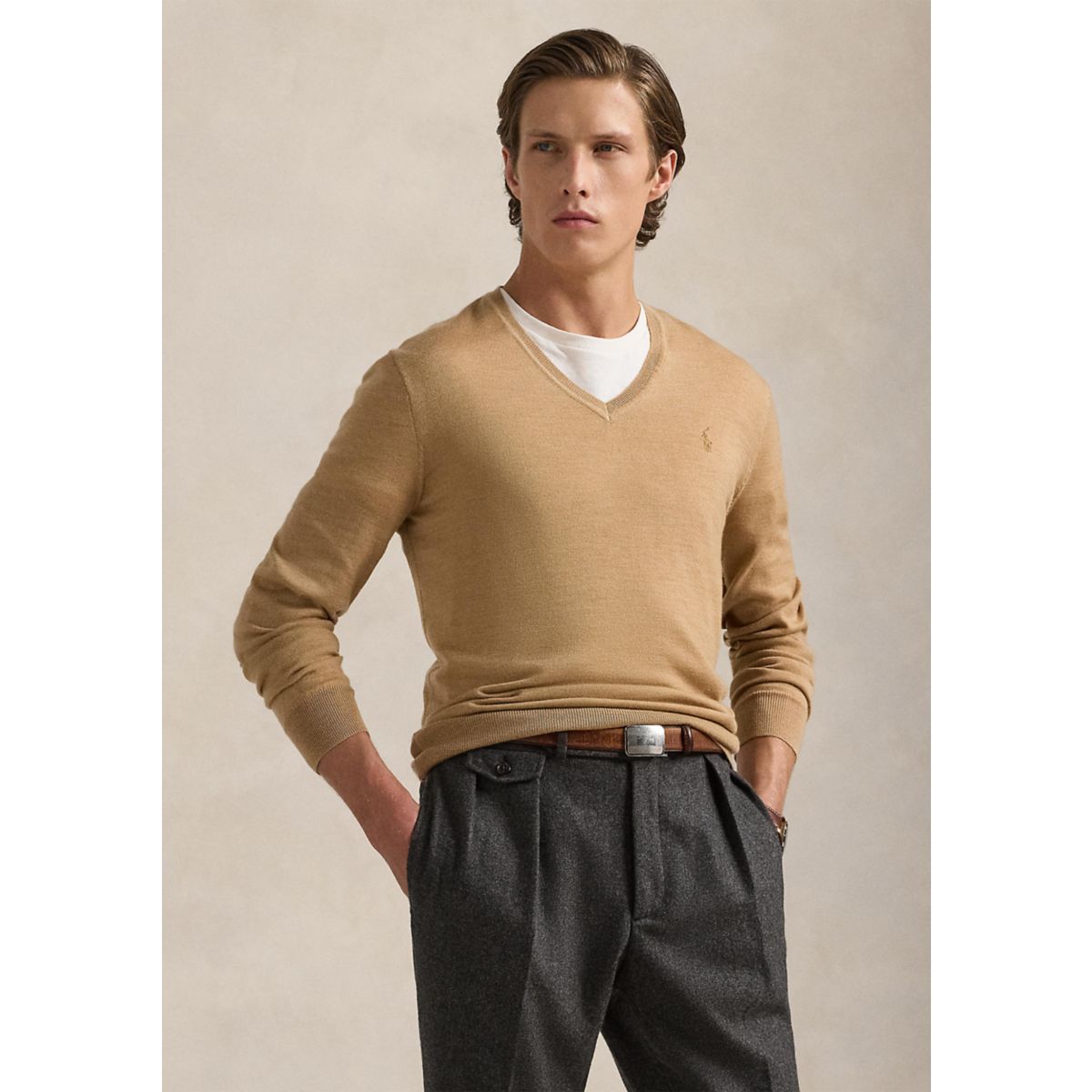 Washable Wool V-Neck Sweater - 6