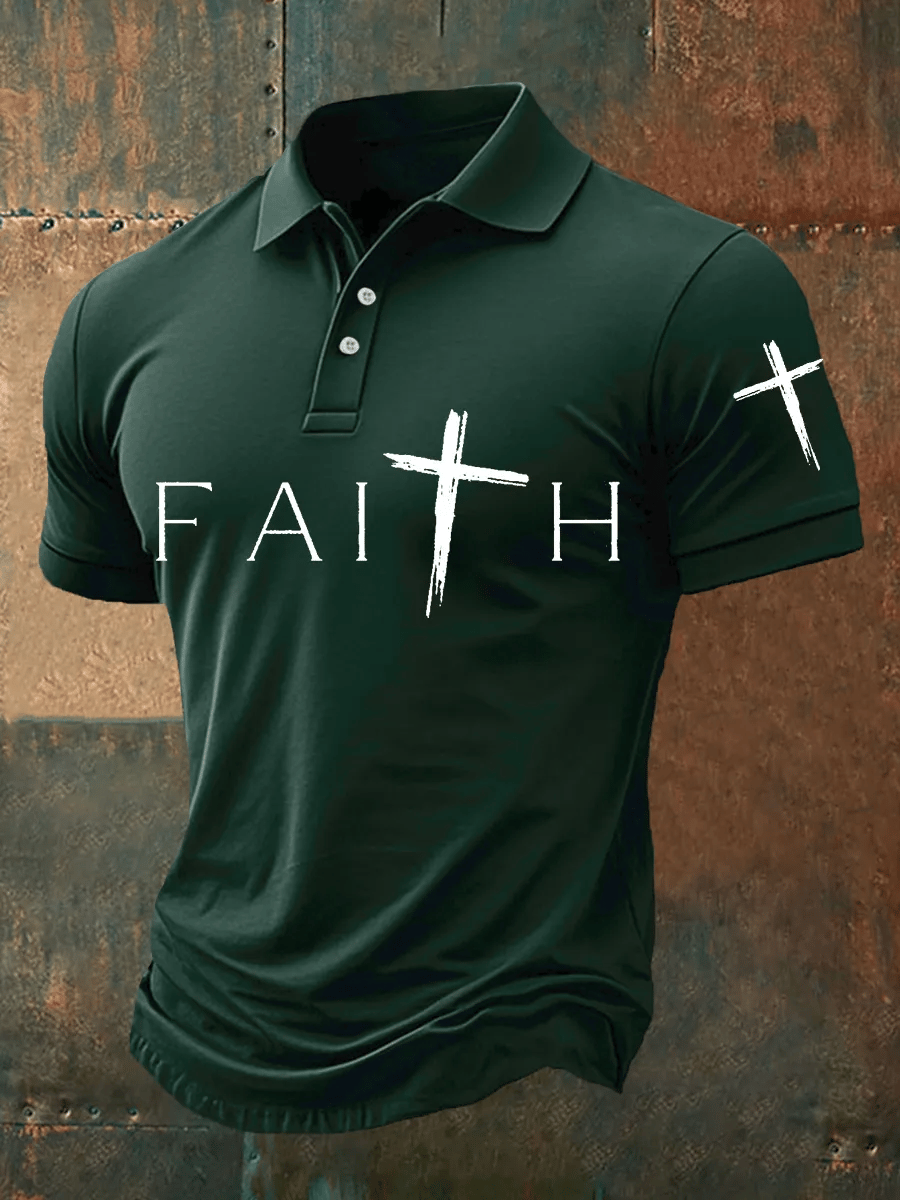 Camisa polo Faith Cross estampado para hombre