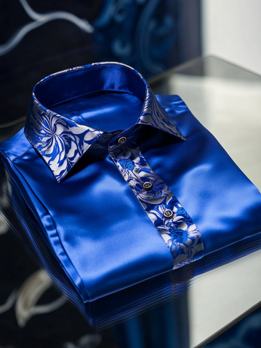 Camisa satén de lujo ejecutivo de manga larga para hombre