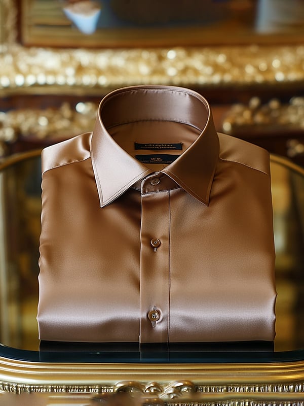 Camisa satén de lujo ejecutivo de manga larga para hombre