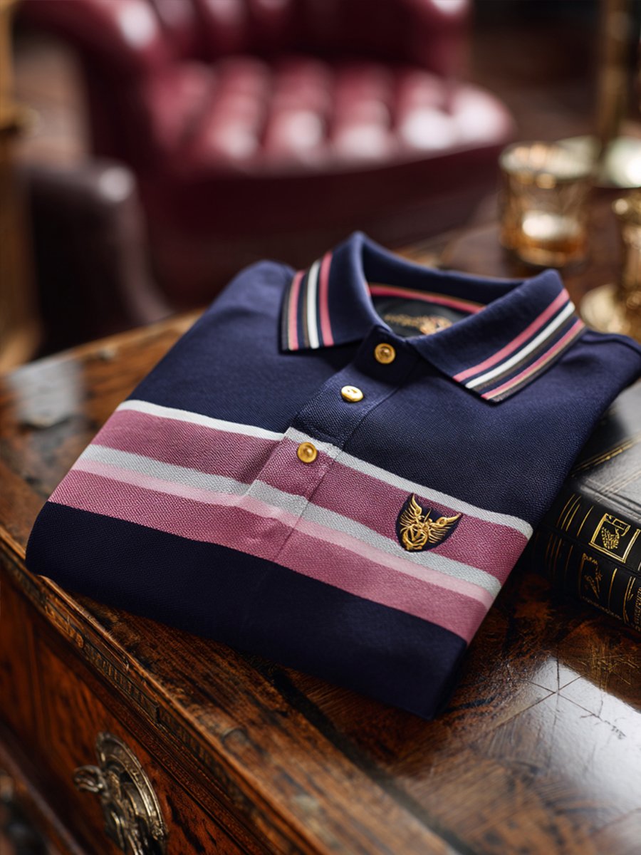 Camisa polo a rayas ejecutivo casual de manga corta para hombre