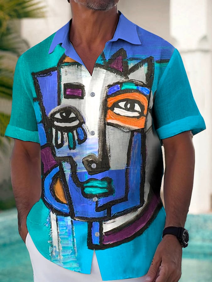 de moda Art Irregular Printing para hombre camisa