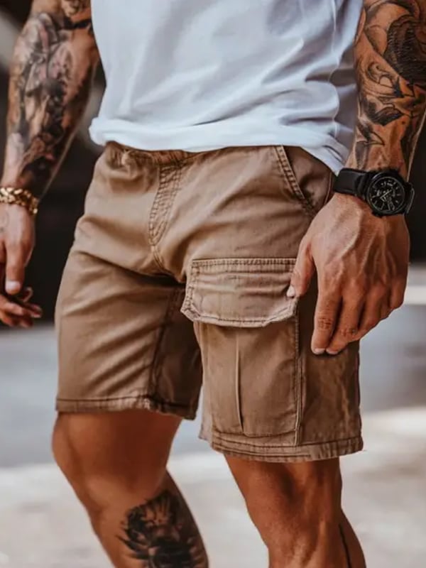 Shorts vintage Multi-bolsillo Cargo para hombre