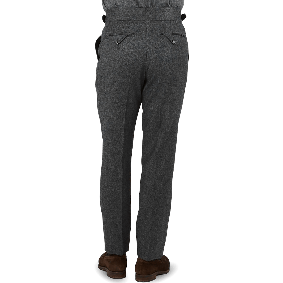 Grey lana Flannel Pleated Gurkha Trousers