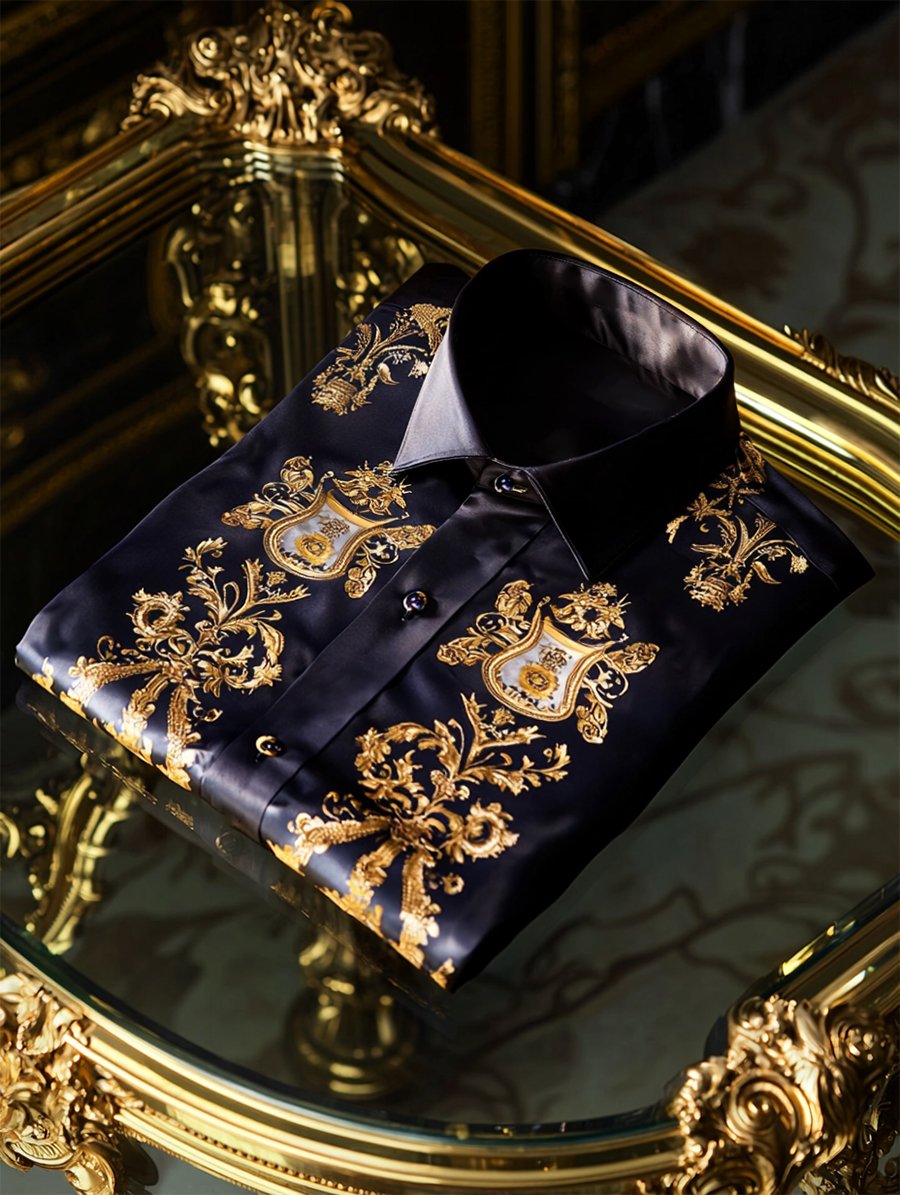 Camisa satén Luxe de manga larga con botones para hombre