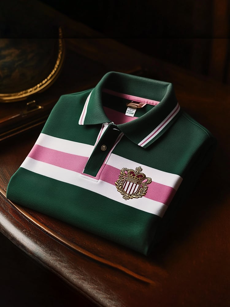 Camisa polo clásico ejecutivo Check Button de manga corta para hombre