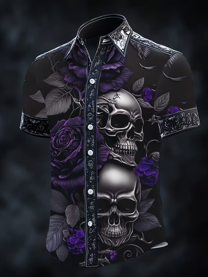 Camisa Gothic Dark de manga corta para hombre