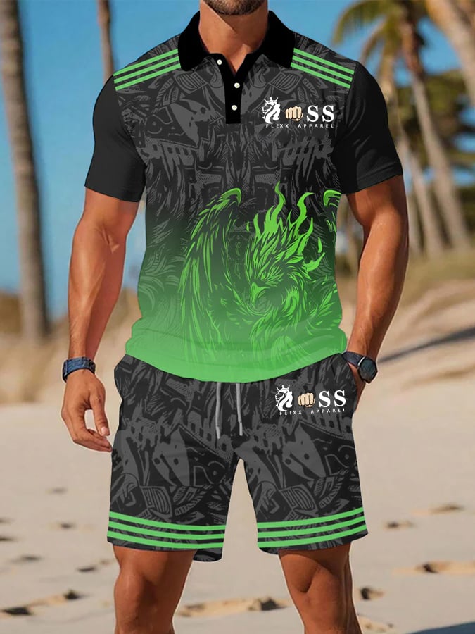 Camisa polo retro Letter Design casual ejecutivo de manga corta Suit para hombre