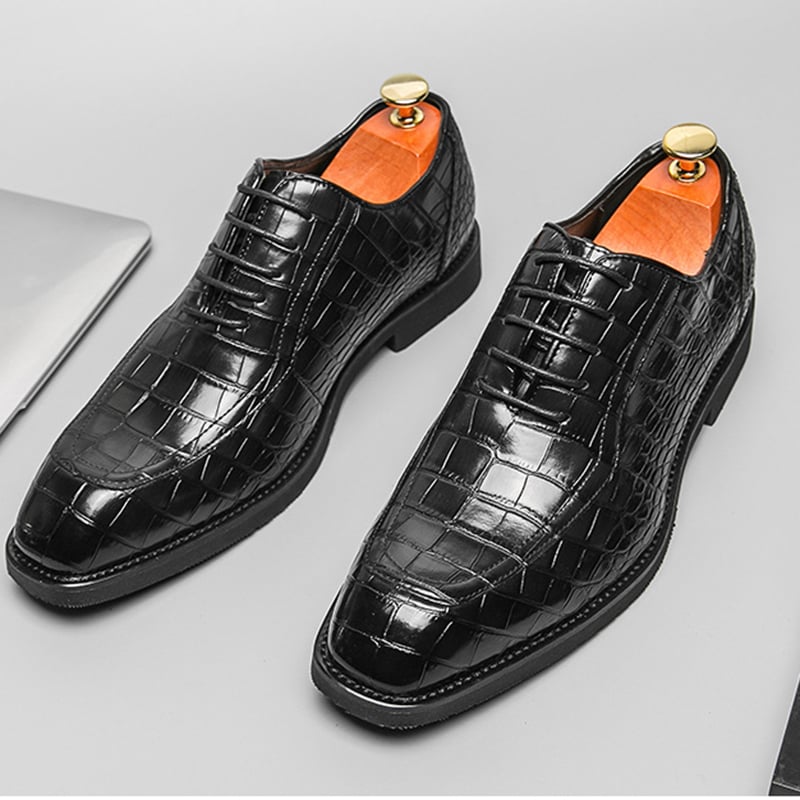 ejecutivo Lace Up Oxford zapatos para hombre Formal Square Toe Leather zapatos