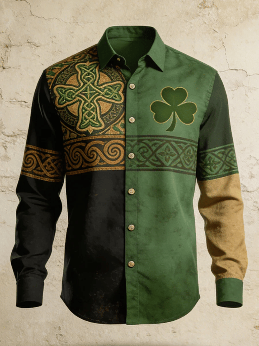 Camisa St. Patrick's Day estampado casual para hombre