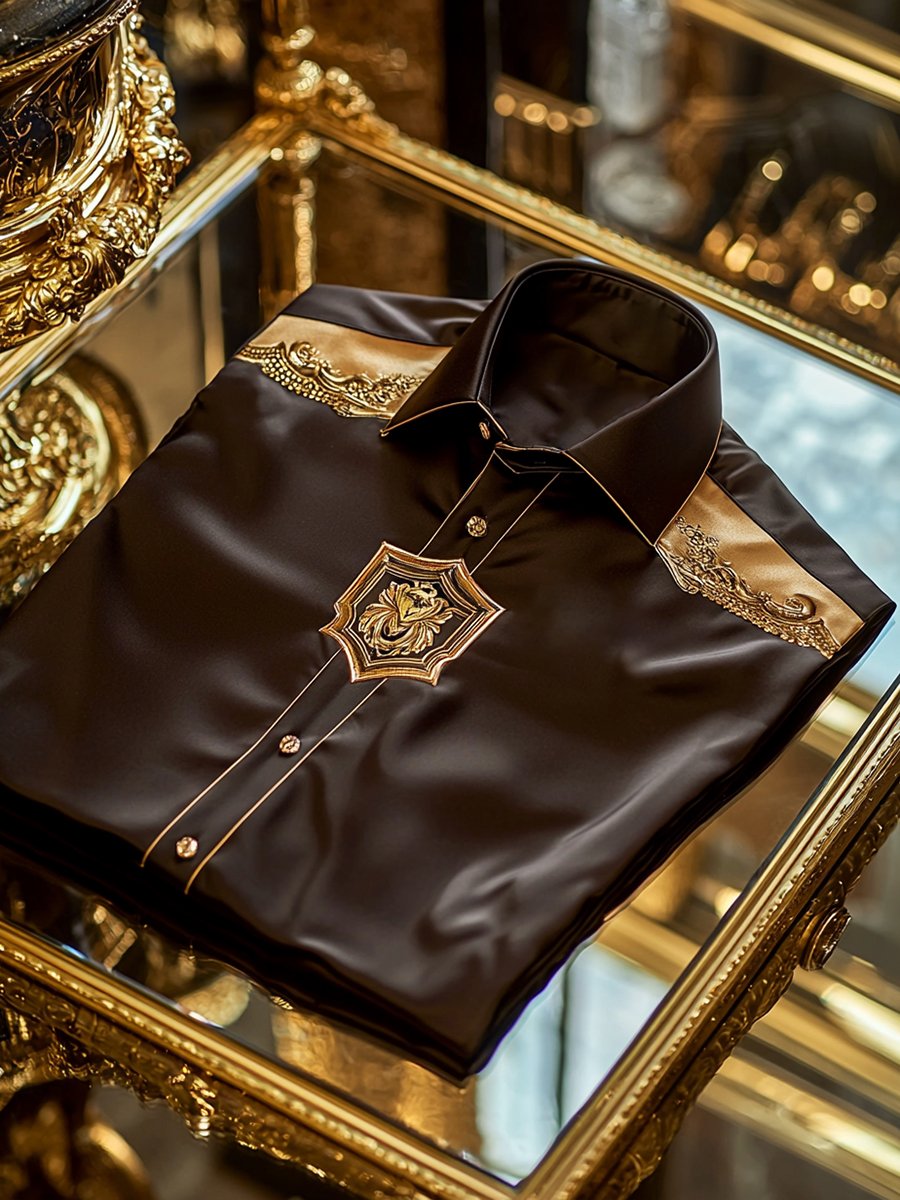 Camisa satén de lujo ejecutivo de manga larga para hombre