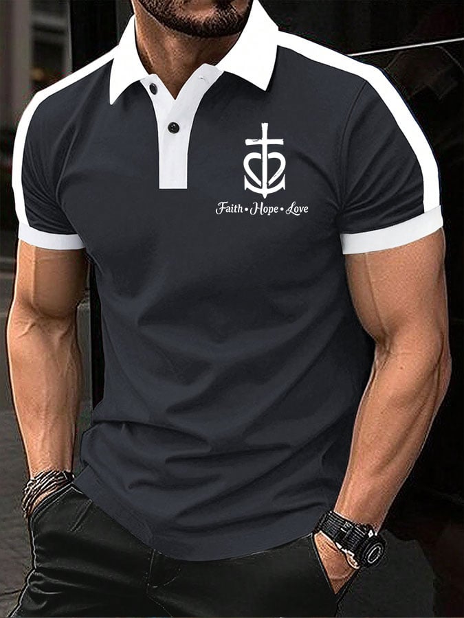 Camisa polo Faith Hope Love estampado para hombre