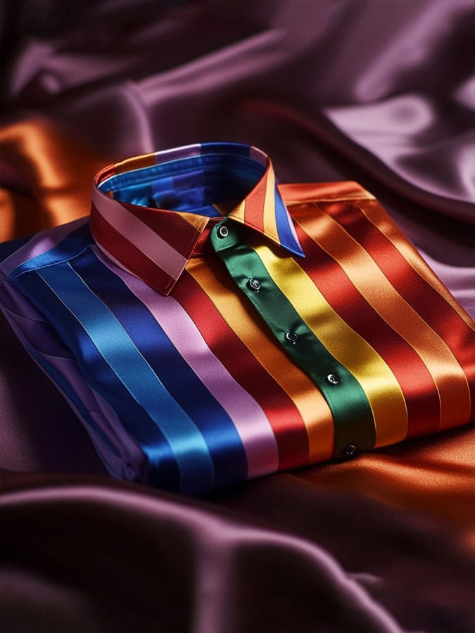 Camisa Gay Month Rainbow estampado casual de manga larga para hombre