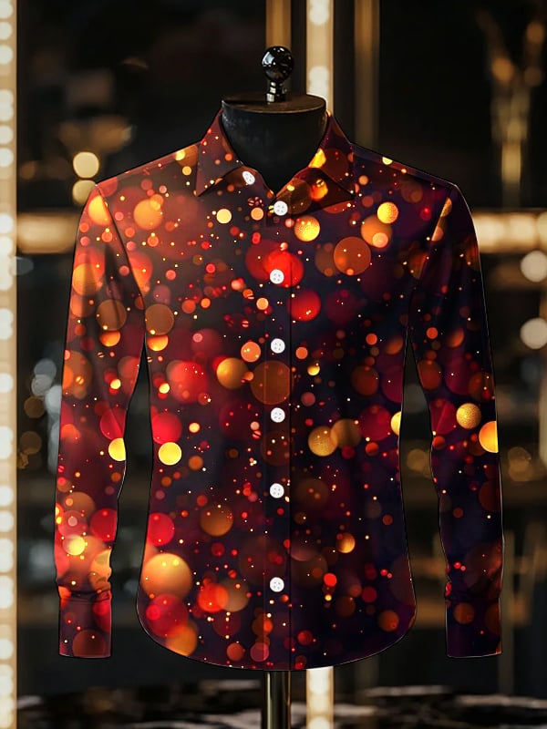 Camisa satén de lujo Christmas de manga larga para hombre