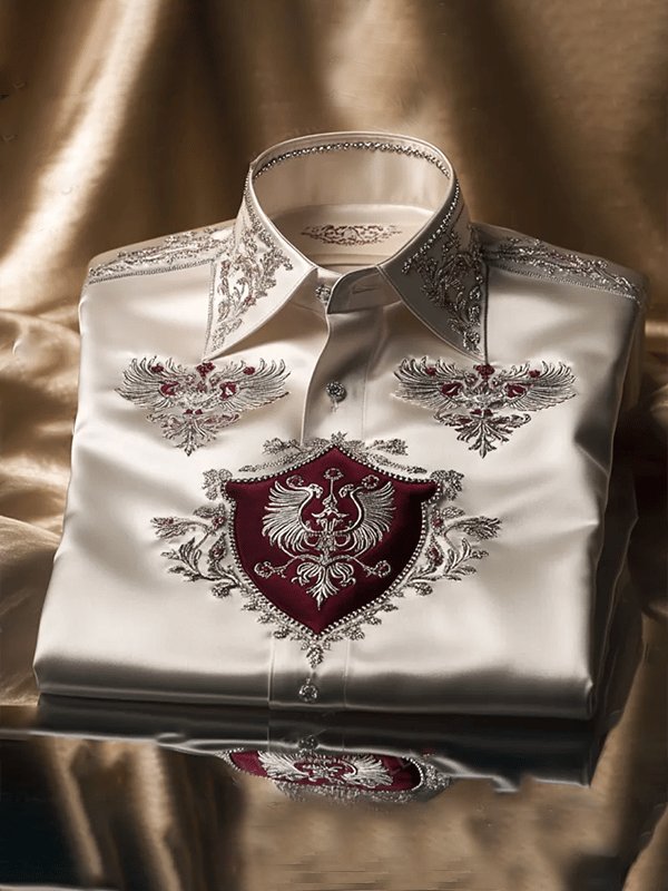 Camisa satén Luxe de manga larga con botones para hombre