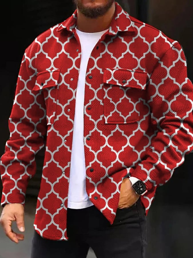 Abrigo de moda Simple geométrico estampado lanaen para hombre