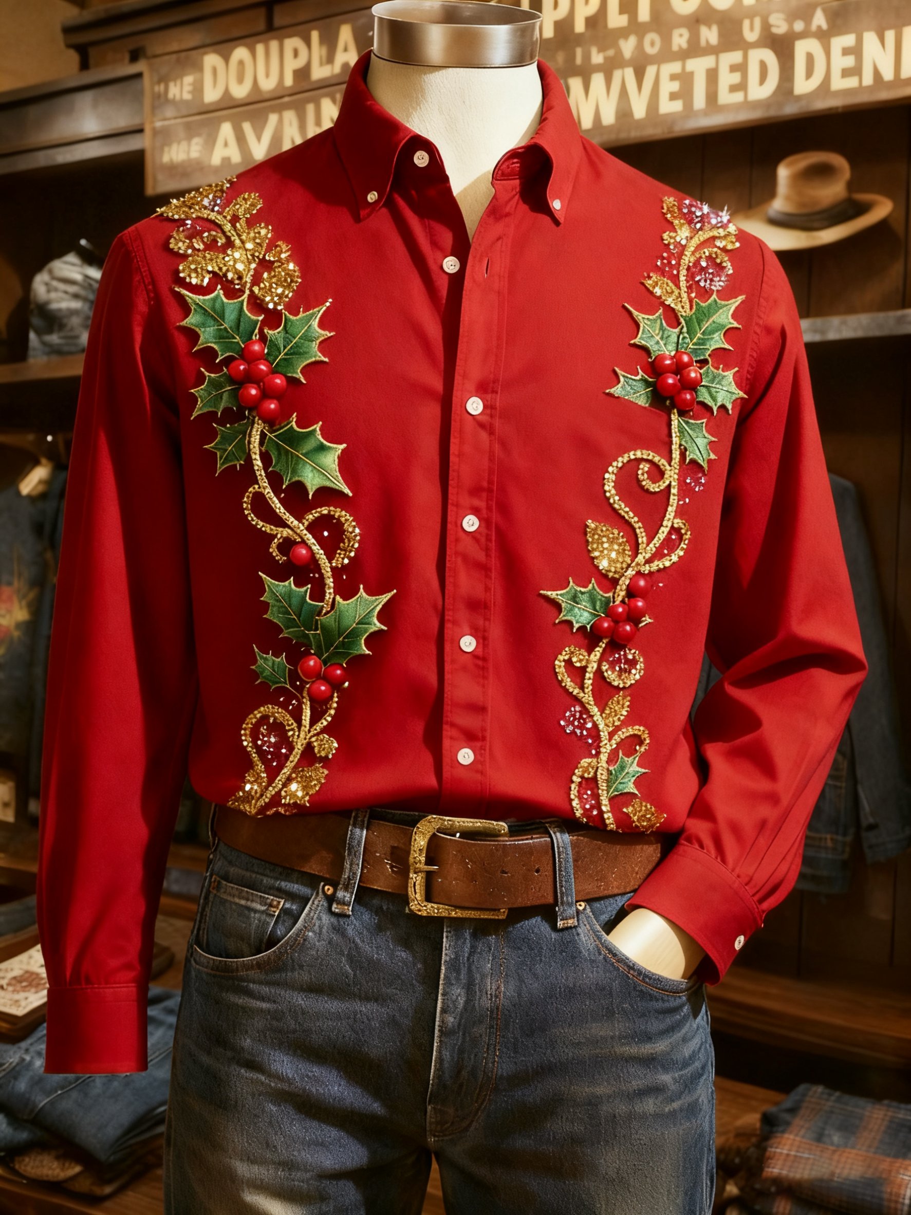 Camisa casual Christmas de manga larga para hombre