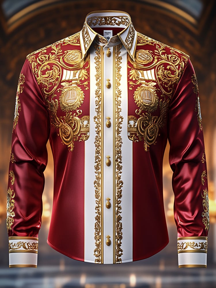 Camisa satén Luxe de manga larga con botones para hombre