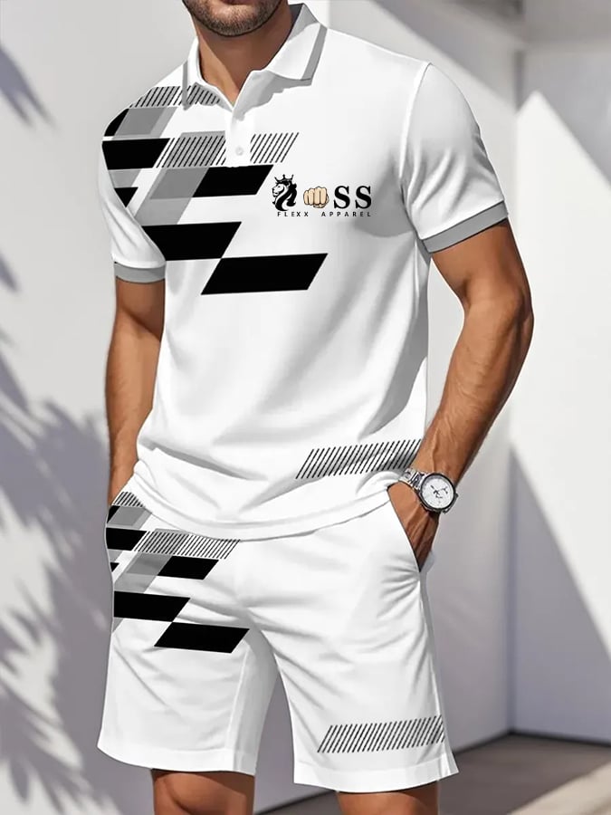 Camisa polo retro Letter Design casual ejecutivo Comfortable And transpirable de manga corta Suit para hombre