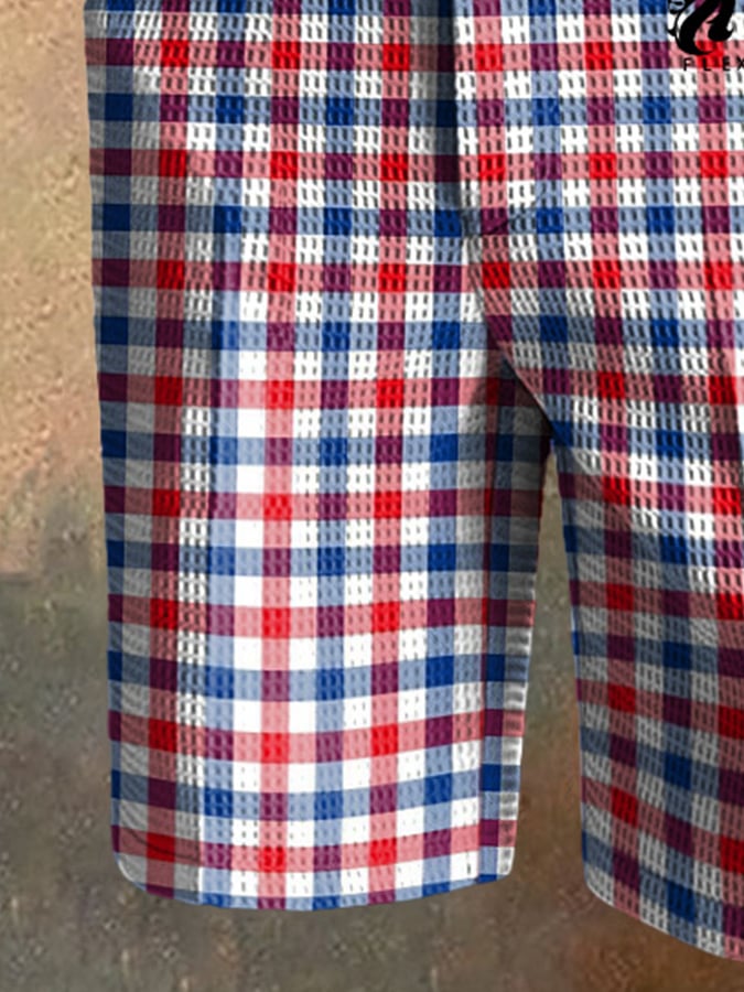 Pantalón casual a cuadros Waffle para hombre