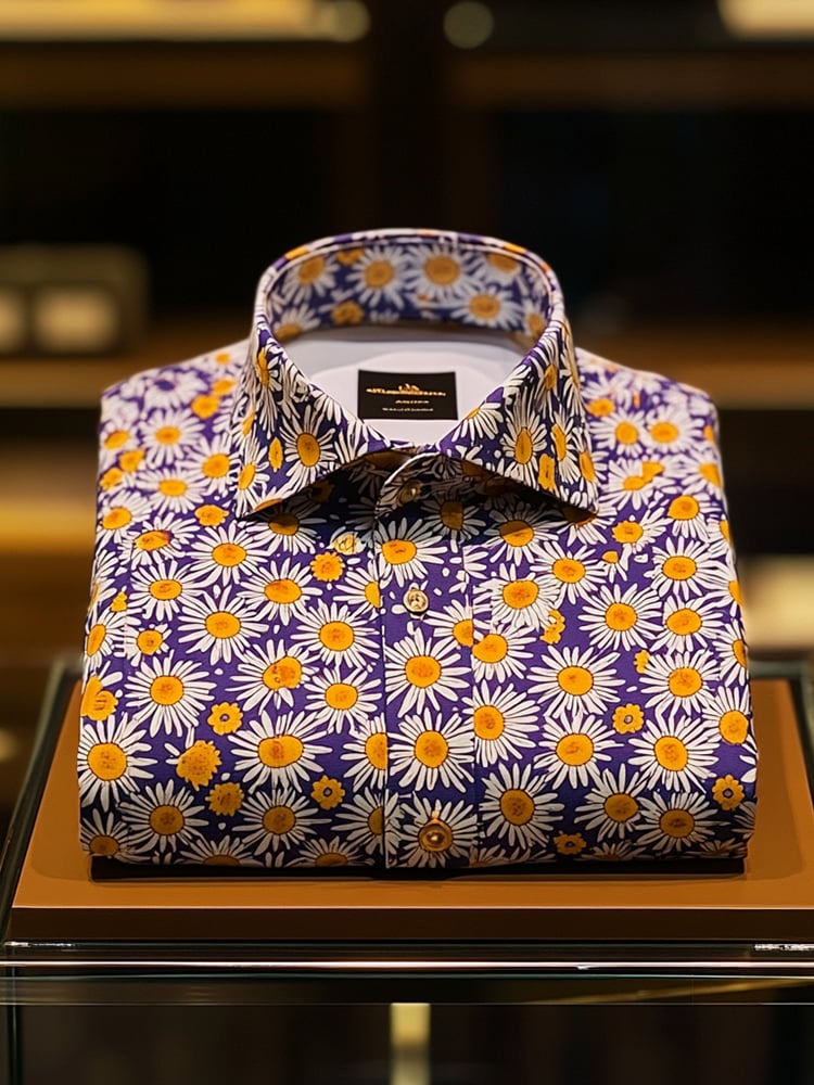 Camisa ejecutivo de lujo floral estampado de manga corta para hombre