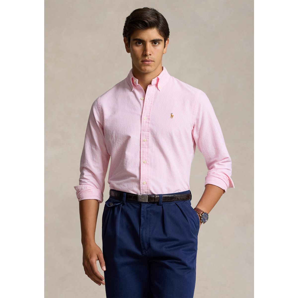 Classic Fit Striped Oxford Shirt - 7