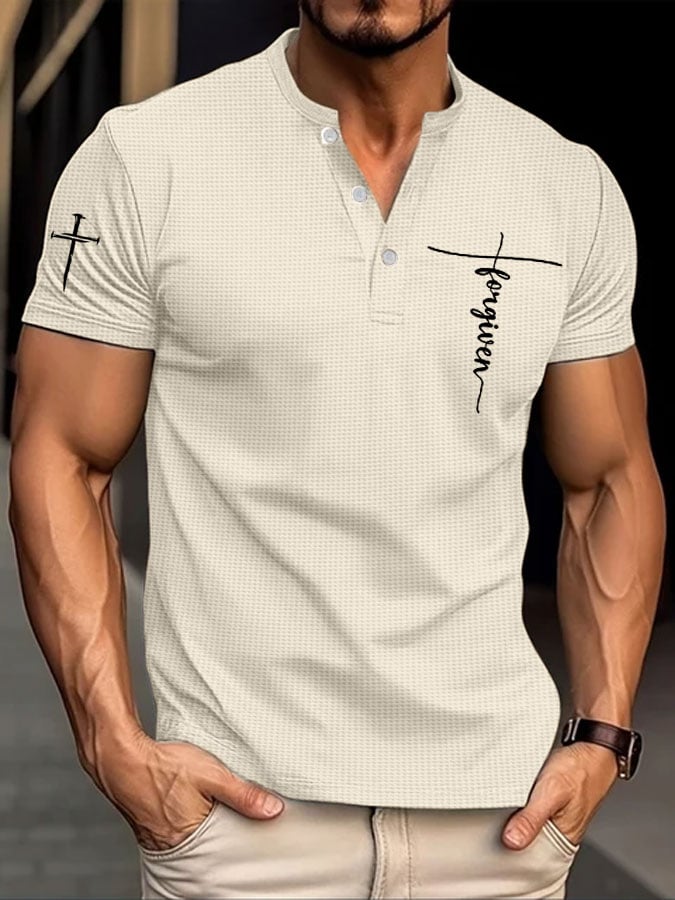 Camisa elegantee casual Faith Waffle Henley para hombre