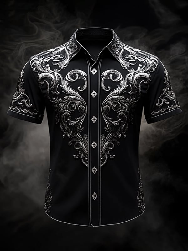 Camisa retro Gothic diseño de manga corta para hombre