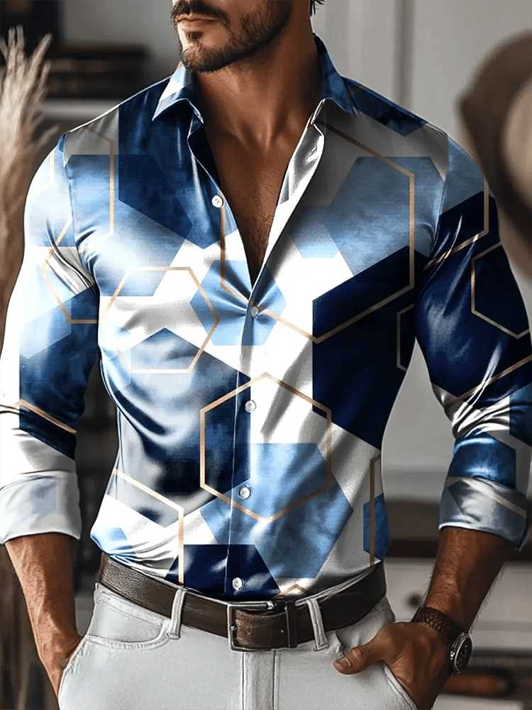 Camisa vintage de manga larga para hombre