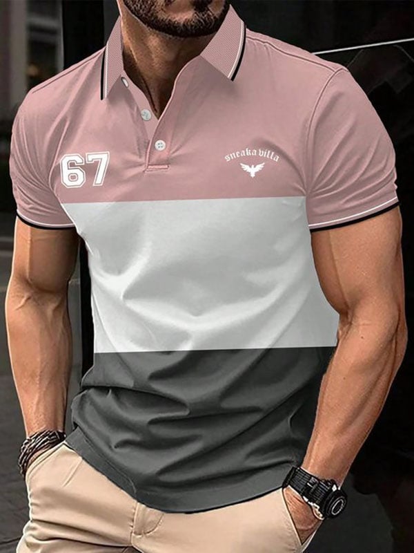 Camisa polo ejecutivo Logo con botones de manga corta para hombre