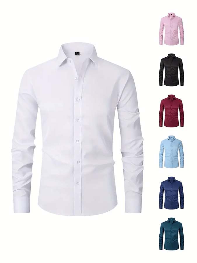 Camisa de color sólido Design ejecutivo casual para hombre