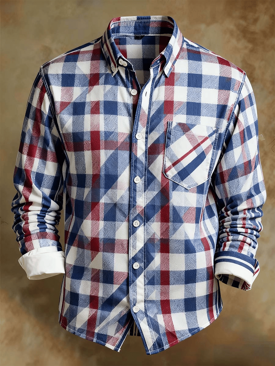 Camisa retro Abstract Art estampado Comfortable ejecutivo Style para hombre