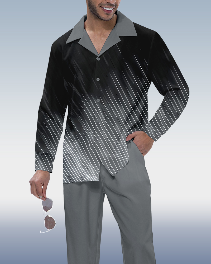 Camisa Suitmens Gradient estampado de manga larga Walking Suit 321 para hombre