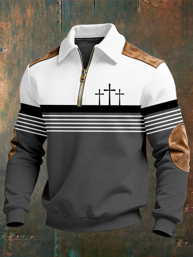 Sudadera vintage Faith Design estampado casual Zipper -Fast Shipping para hombre