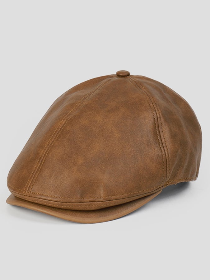 Retro British Pu Duck Tongue Cap para hombre