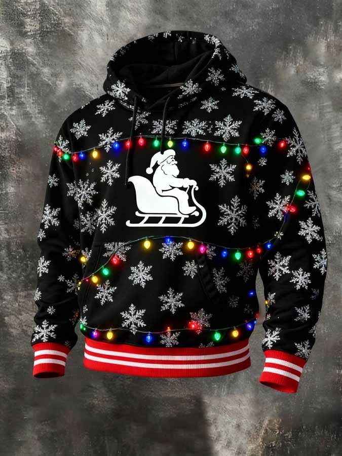 Sudadera retro Christmas Snowflake And Lantern estampado con gorrasucha