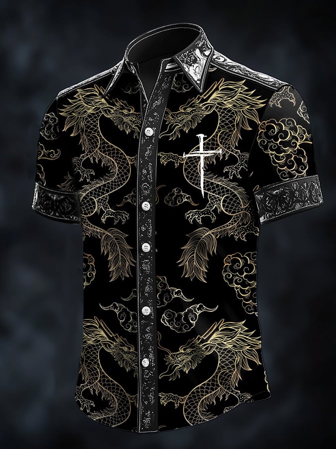 Camisa retro Baroque estampado Dark para hombre