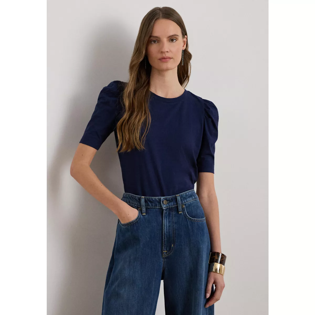 Women's Slub Jersey Puff-Sleeve Top - 3