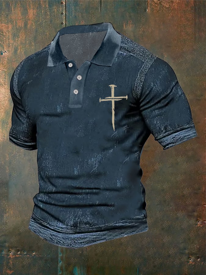 Casual retro Contrast Color Faith Polo para hombre