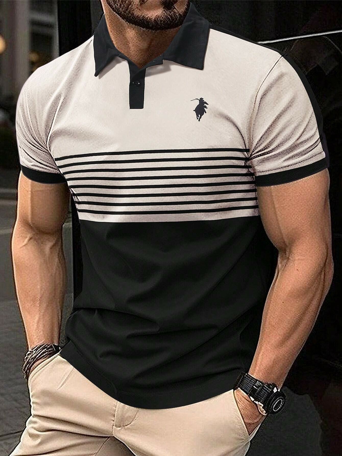 Camisa polo estampado casual para hombre