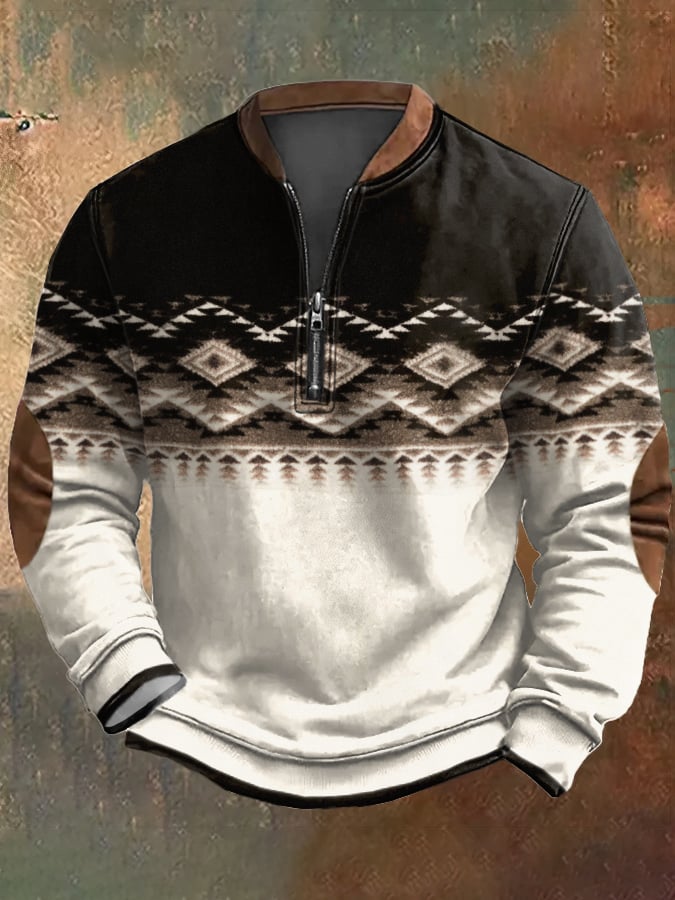 Sudadera Western estampado Zip cuello para hombre