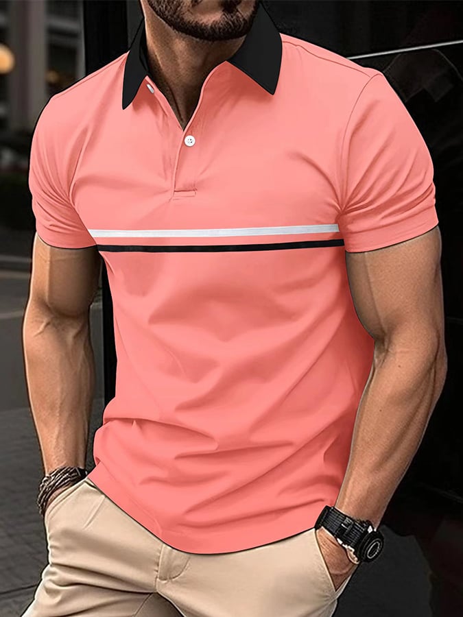 Camisa polo Sports casual de corte entallado de manga corta Half Button