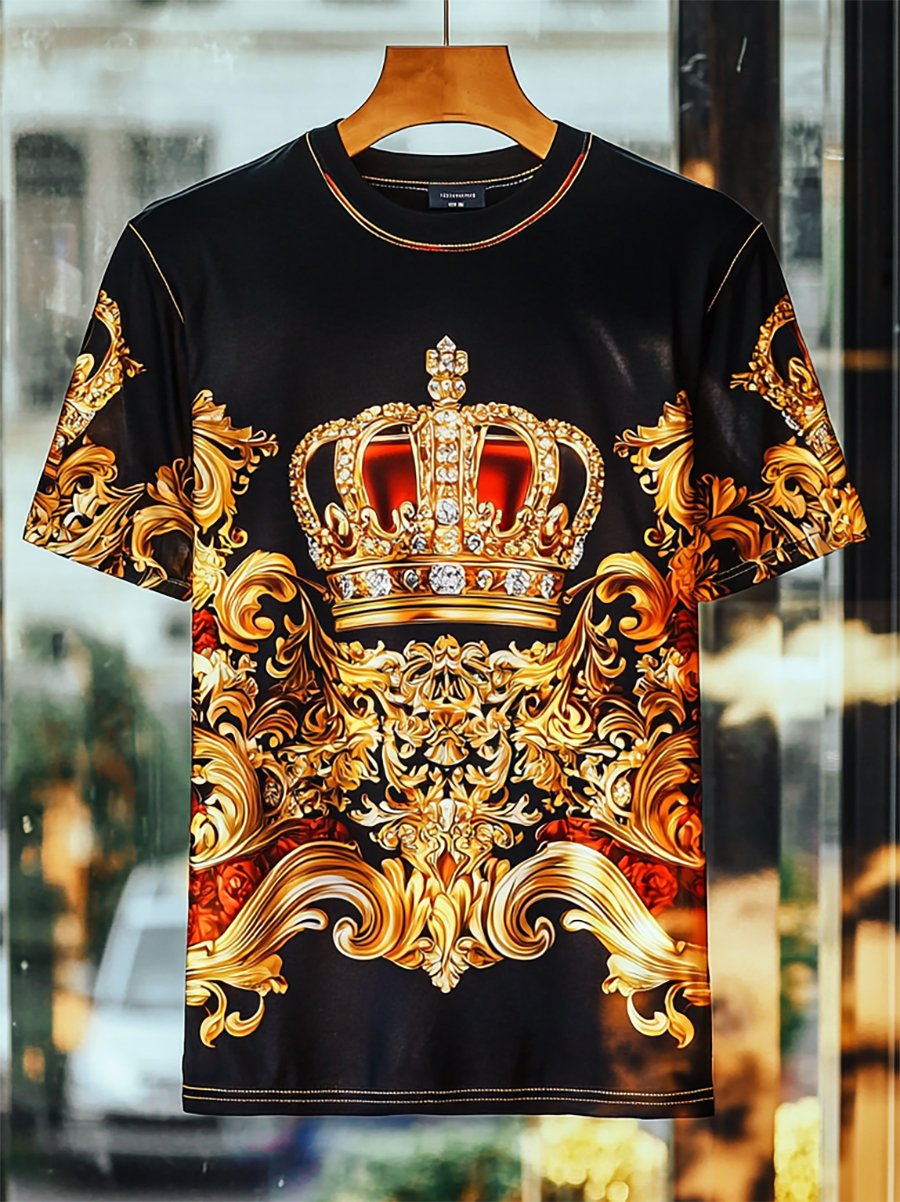 Camiseta ejecutivo de lujo estampado de algodón de manga corta para hombre