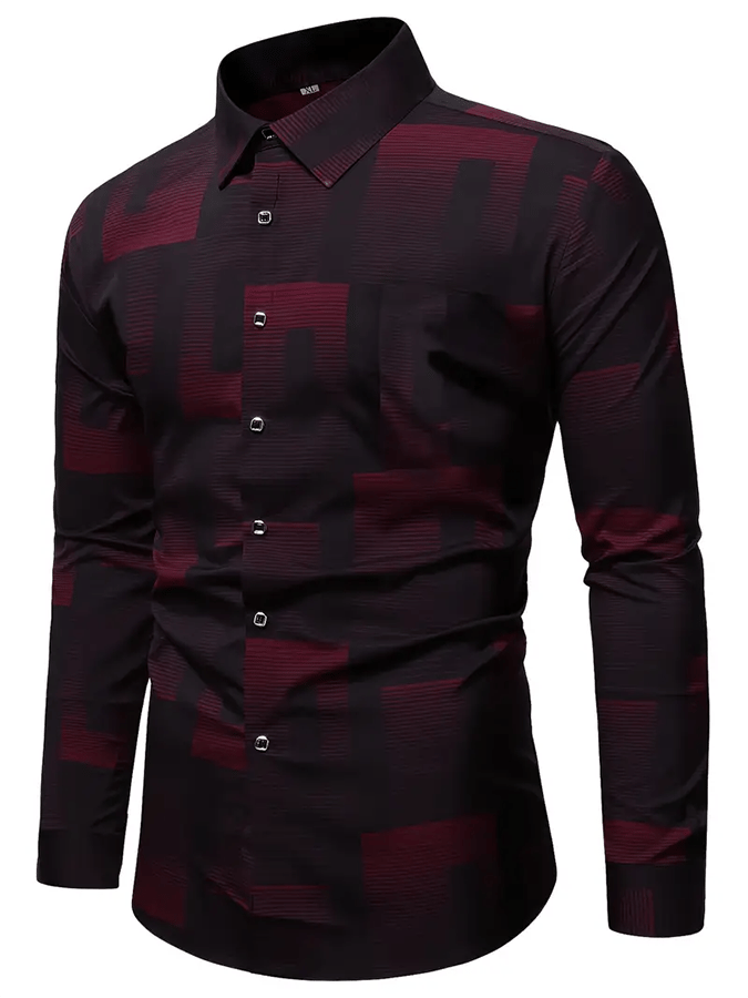 Camisa geométrico Design ejecutivo casual para hombre