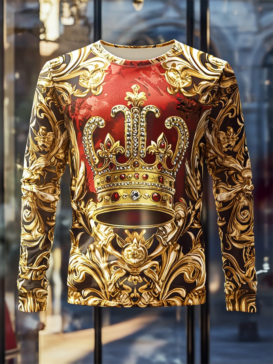 Camiseta Luxe Crown estampado de manga larga para hombre