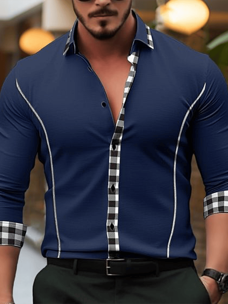 Camisa a cuadros ejecutivo de manga larga para hombre